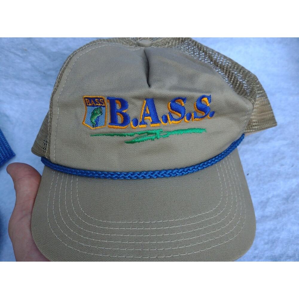 Vintage B.A.S.S. Hat Cap SnapBack Mesh Trucker Rope Fishing Made in USA Outdoor